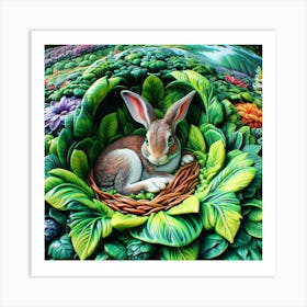 Rabbit In A Nest Art Print