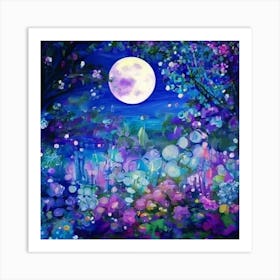 Full Moon In The Forest 4 Art Print