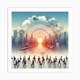 People Walking In The City Art Print