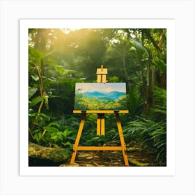 Easel In The Forest Art Print