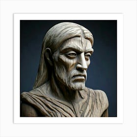 Firefly Weathered Wooden Sculpture Carved With Human Features 9263 (2) Art Print