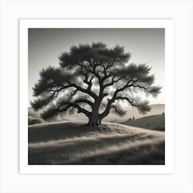 Lone Oak Tree Art Print