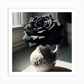 A Black Rose In A White Vase 2 Art Print