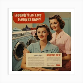 Default Default Vintage And Retro Laundry Ad Aesthetic With Cl 3 Art Print