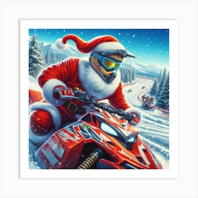 Santa's Test Drive (Santa Clause, Snowmobile, humor) Art Print