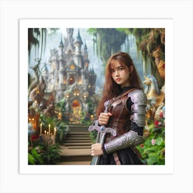 Asian Girl In A Castle17 Art Print