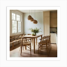 A Photo Of A Kitchen With A Modern Dining Table Art Print