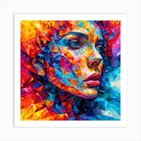 Vivid Abstract Portrait with Colorful Geometric Shapes Art Print