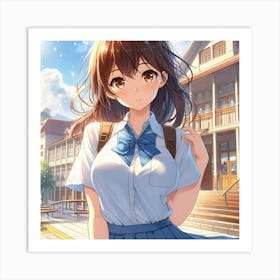 Anime Girl In School Uniform 1 Art Print