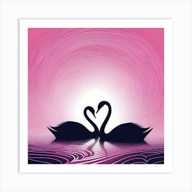 Swan Lake, Deep Purple and Pink Art Print