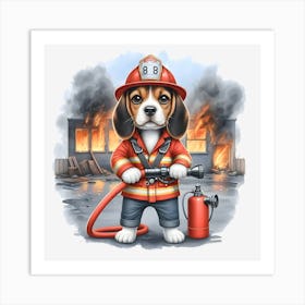 Beagle Firefighter~Reimagined 5 Art Print