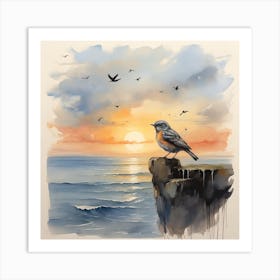 Bird At Sunset Art Print