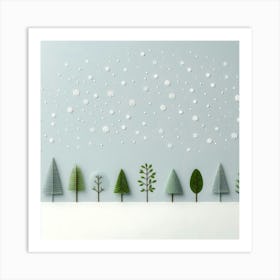 Christmas Trees In Different Shades of Green Art Print