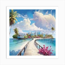 Pier In The Sea Art Print