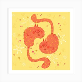 Cute retro cats Art Print