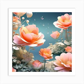 3d Roses Art Print