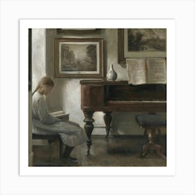 Girl At The Piano Art Print