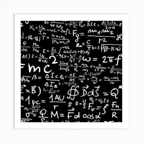 Math Equations On A Blackboard E=Mc2 Text Science Albert Einstein Formula Mathematics Physics Art Print