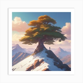 Tree On Top Of Mountain 18 Art Print