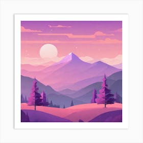 Misty mountains background in purple tone 42 Art Print