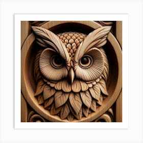 Owl Carving 2 Art Print