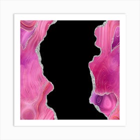 Magenta & Silver Agate Texture 02 1 Art Print