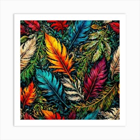 Colorful Feathers 11 Art Print