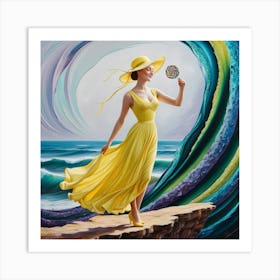 Woman with a sweet lollipop Art Print