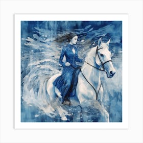 Woman Riding A Horse Art Print