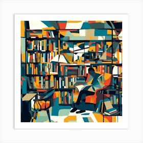 Reading In The Library Art Print