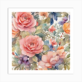 Watercolor Roses Art Print