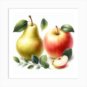 Pear and Apple 2 Art Print