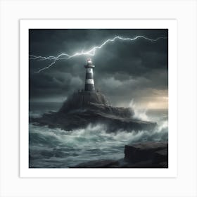 Stormy Lighthouse Art Print