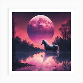 Horse In The Moonlight 1 Art Print