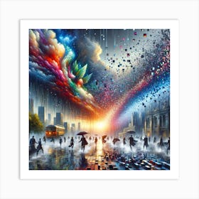 Raining pixels Art Print