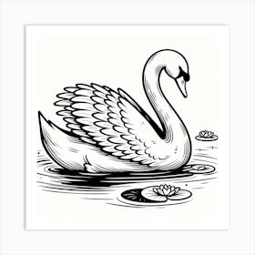 Line Art swan 2 Art Print