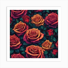 All Roses Colors Flat As Background Centered Symmetry Painted Intricate Volumetric Lighting Be (3) Art Print