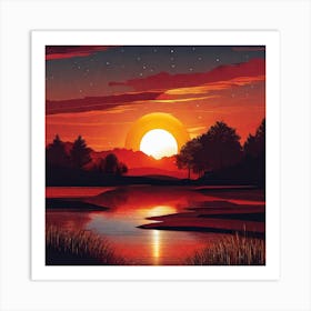 Sunset Over Water 13 Art Print