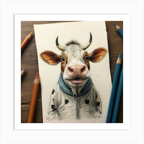 Cow Drawing 3 Art Print