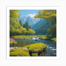 River In The Mountains Art Print