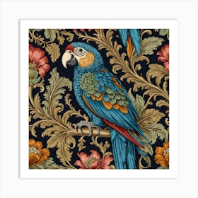 Wallpaper Parrots And Flowers Art Print