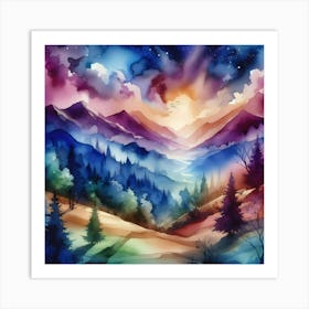 Watercolor Landscape Painting 71 Art Print