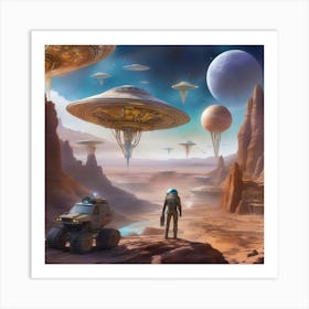 Color Harmony Peramids Aliens Watercolor 2 Art Print