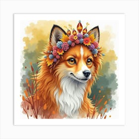 Topaz Tiara, Watercolor, Vibrant Autumn Forest 1 Art Print