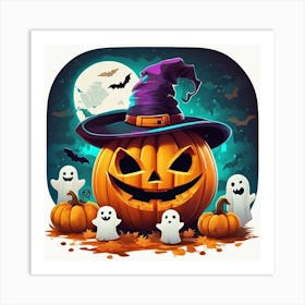 Halloween Pumpkin with hat 1 Art Print