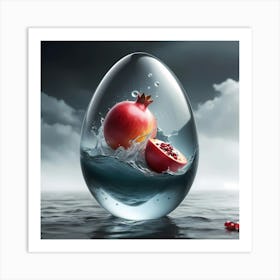 Water Pomegranate in a Crystal Sphere Art Print