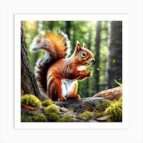 Squirrel In The Forest 365 Art Print