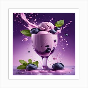 Blueberry Ice Cream Art Print