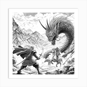 Dragon And The Man Art Print