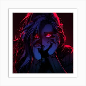 Anime Girl With Red Eyes Art Print